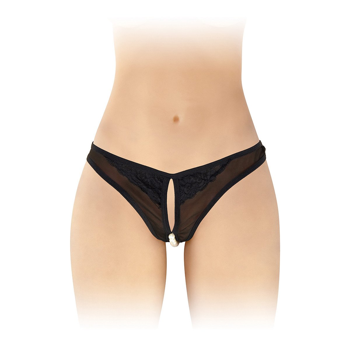 String ouvert avec perles Sophie - noir String ouvert avec perles Sophie - noir