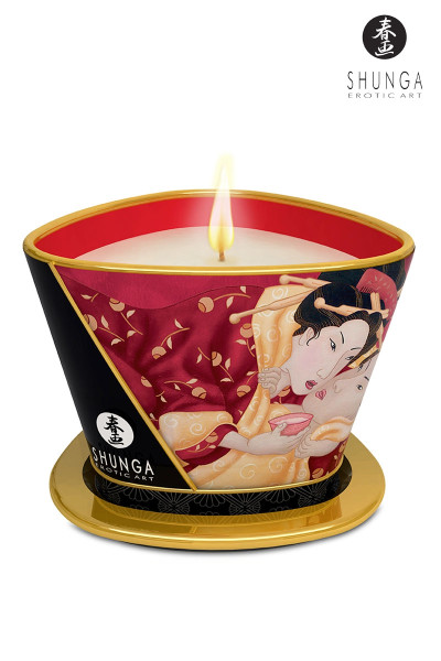 Bougie à massage parfum Vin pétillant à la fraise - Shunga