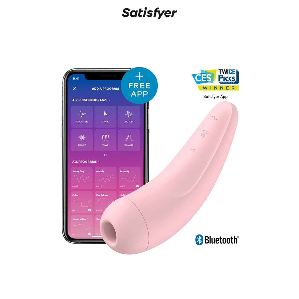 Stimulateur connecté Curvy 2+ rose - Satisfyer Stimulateur connecté Curvy 2+ rose - Satisfyer