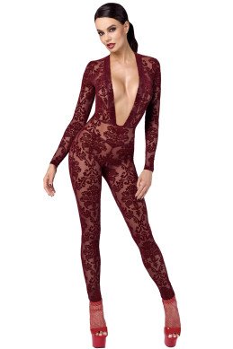 Combinaison en tulle floqué Kink Royal F382 - Noir Handmade