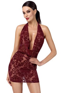 Mini robe dos nu en tulle floqué Kink Royal F385 - Noir Handmade