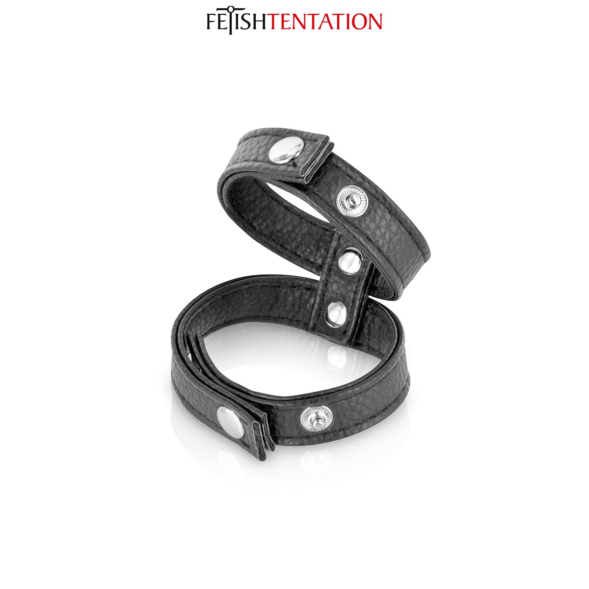 Double cockring simili cuir - Fetish Tentation Double cockring simili cuir - Fetish Tentation