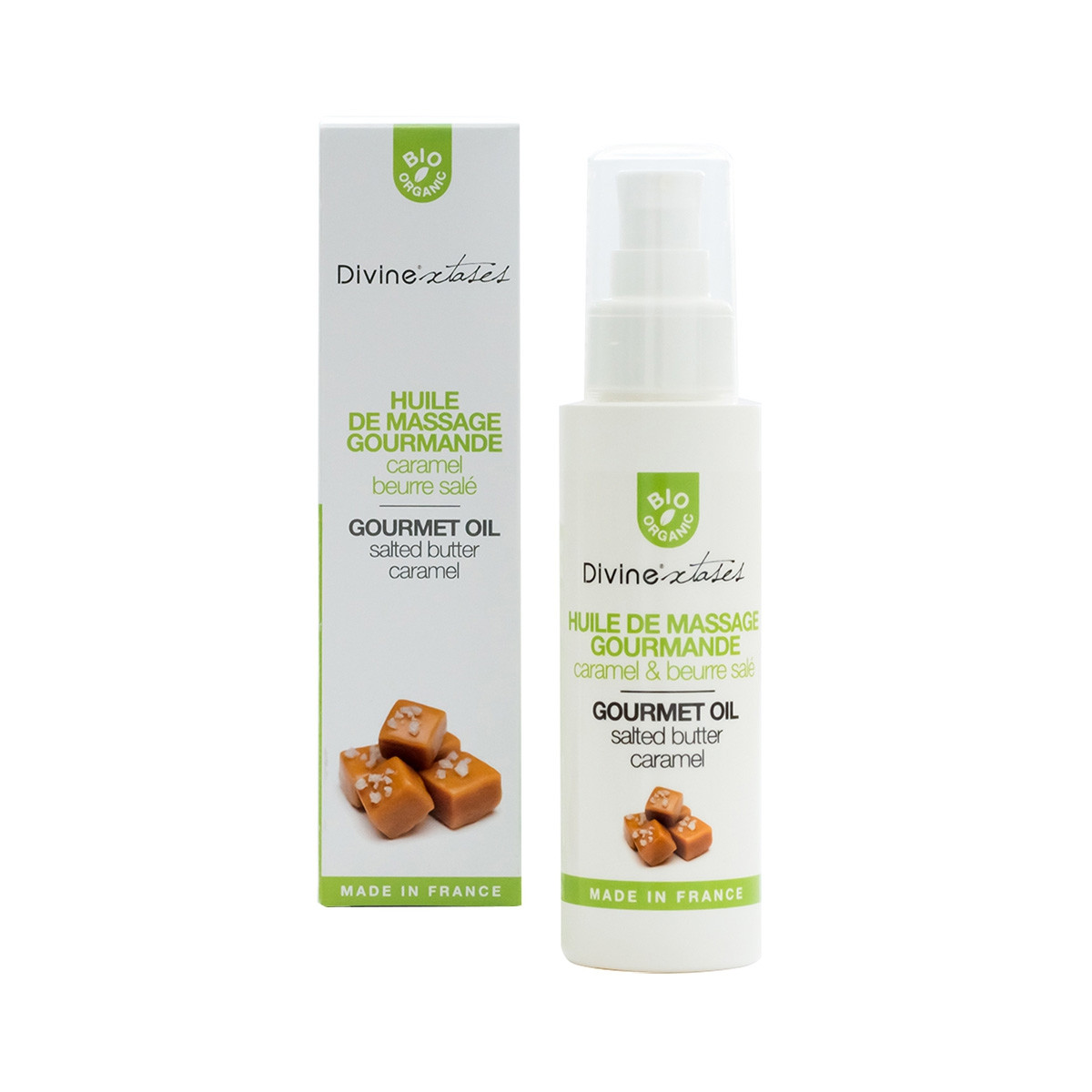 Huile de massage gourmande BIO Caramel - Divinextases Huile de massage gourmande BIO Caramel - Divinextases
