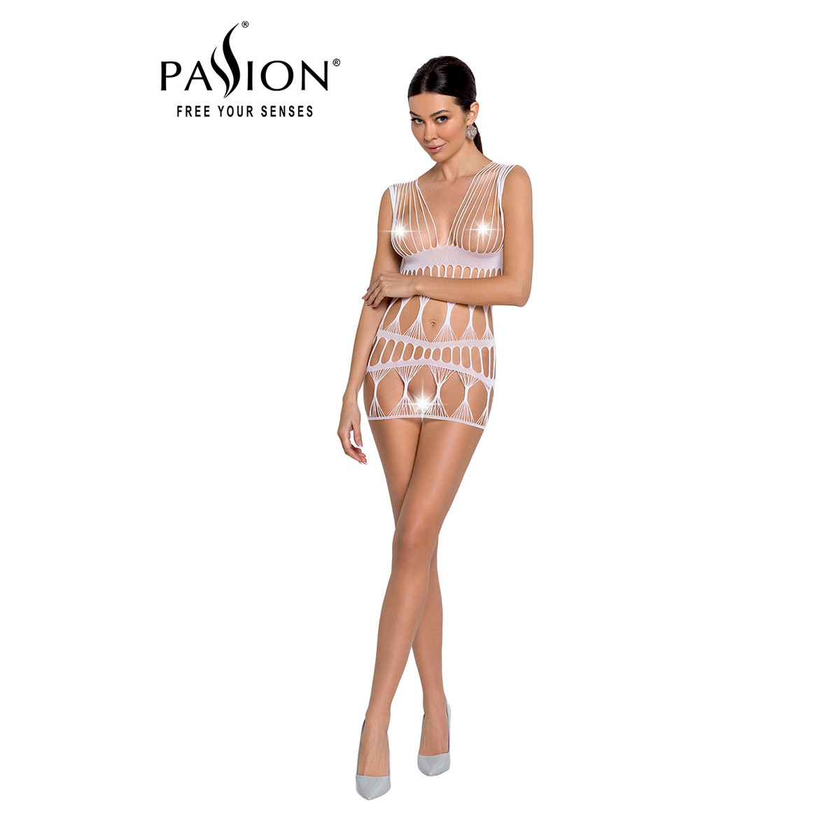 Robe nue résille BS089 - Blanc Robe nue résille BS089 - Blanc