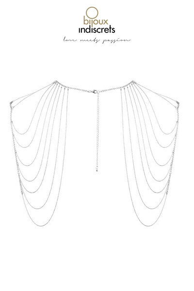 Bijoux d'épaules et de dos en chainettes métalliques argentées