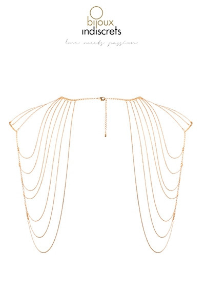 Bijoux épaules et dos en chainettes métalliques dorées
