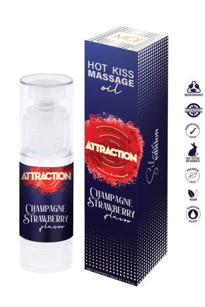 Huile de massage Hot Kiss vin pétillant et fraise