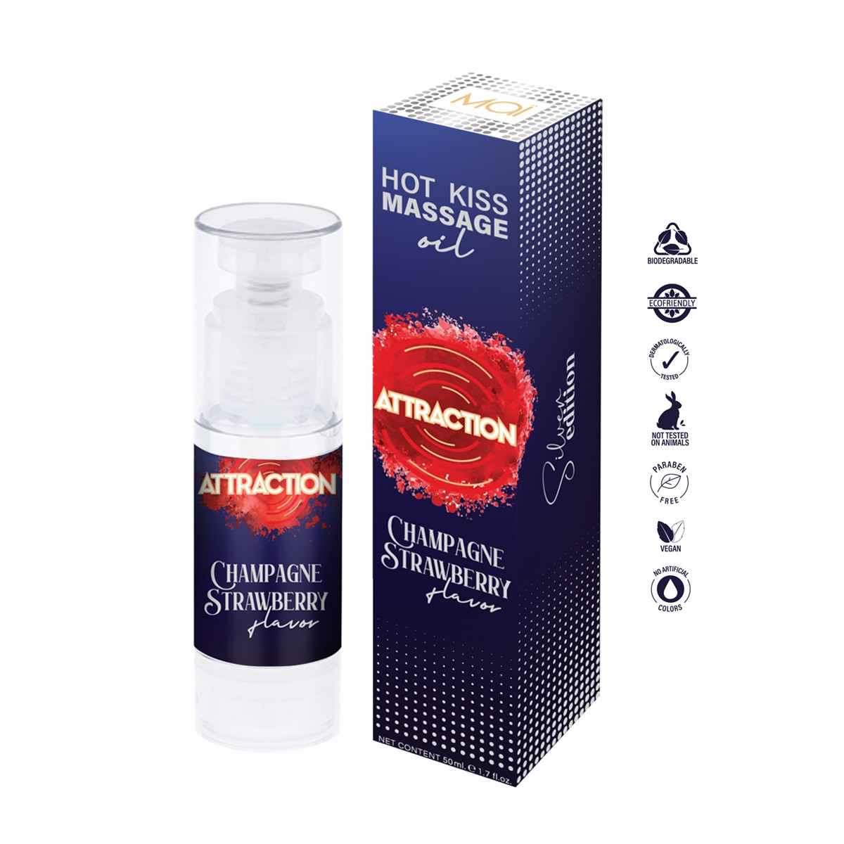 Huile de massage Hot Kiss vin pétillant et fraise Huile de massage Hot Kiss vin pétillant et fraise