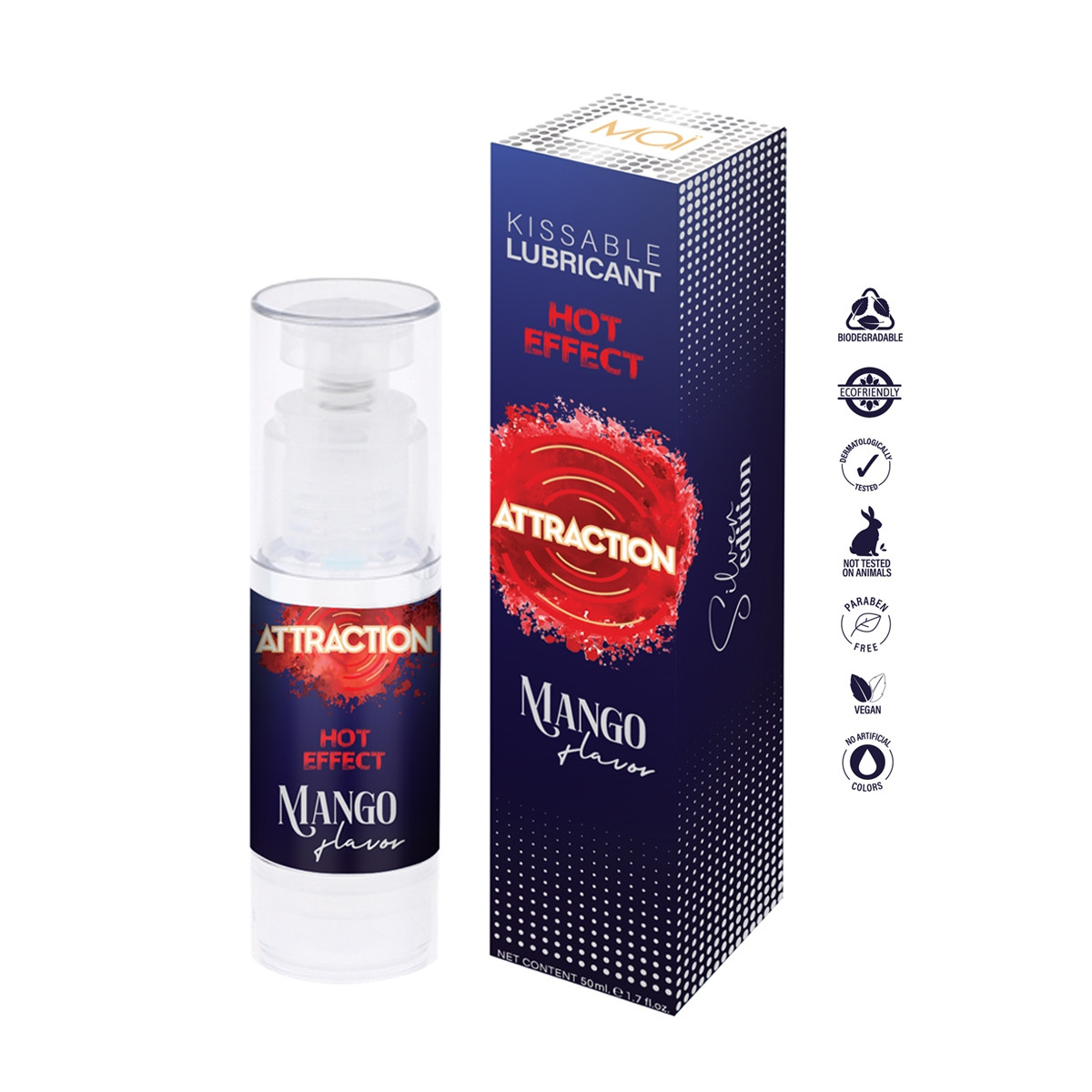 Lubrifiant embrassable Hot Effect Mangue - Attraction Lubrifiant embrassable Hot Effect Mangue - Attraction