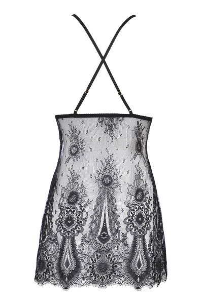 Nuisette dentelle et wetlook noire V-9789 - Axami